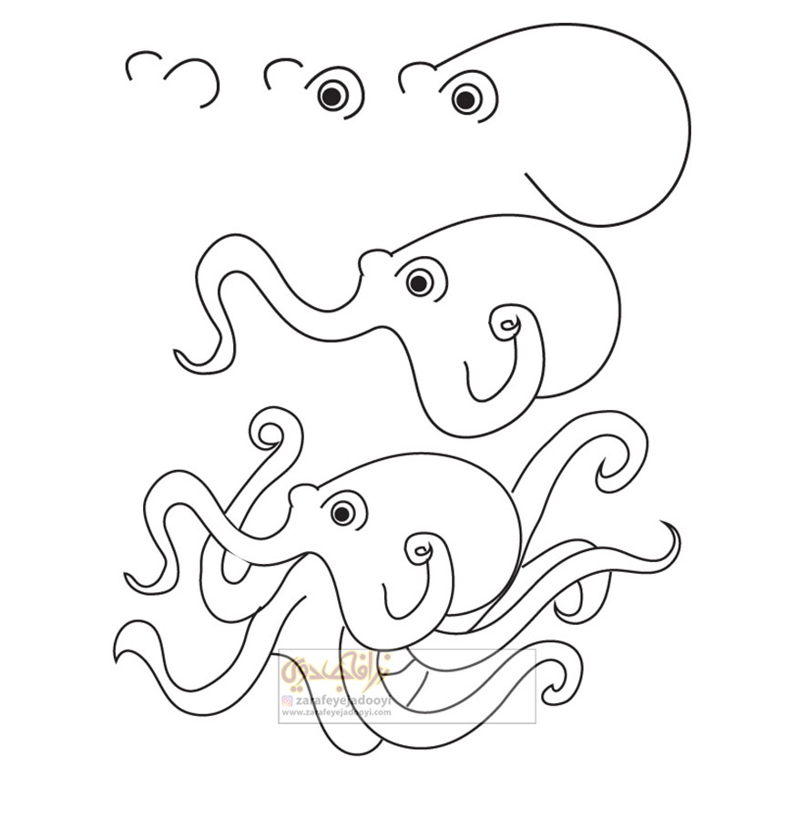 Поэтапное рисование морских животных для детей