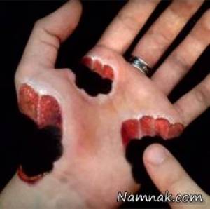 نقاشی سه بعدی ترسناک روی دست