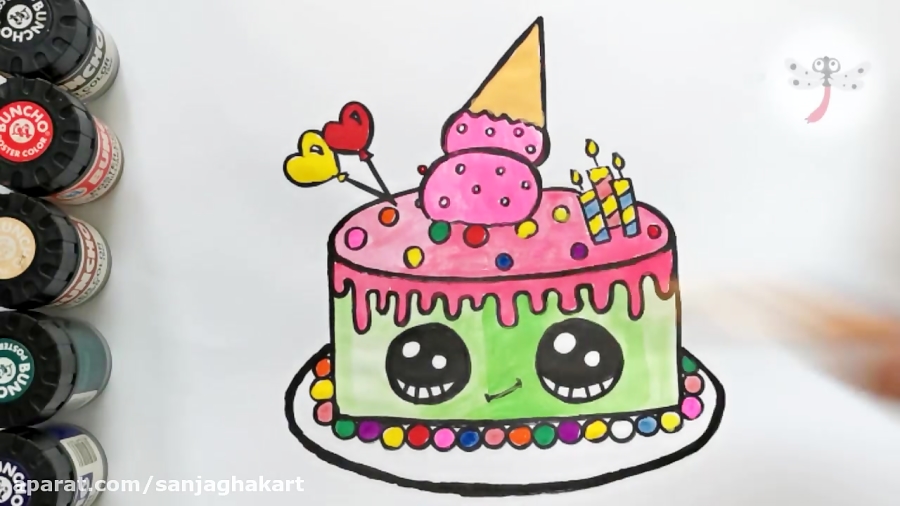 نقاشی روی کیک تولد کودک