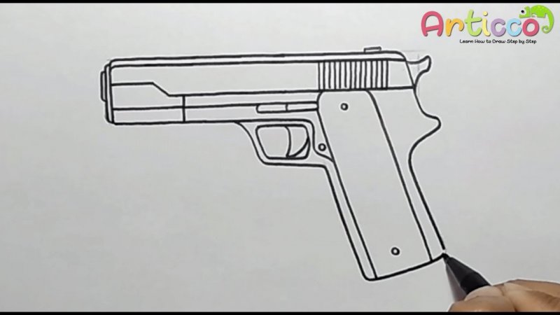 آموزش نقاشی تفنگ کلت