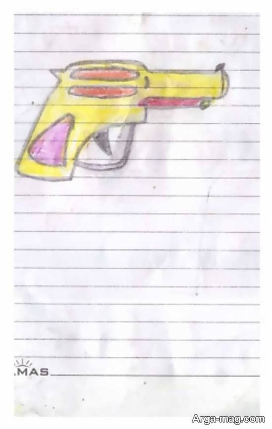 نقاشی ساده تفنگ کلت