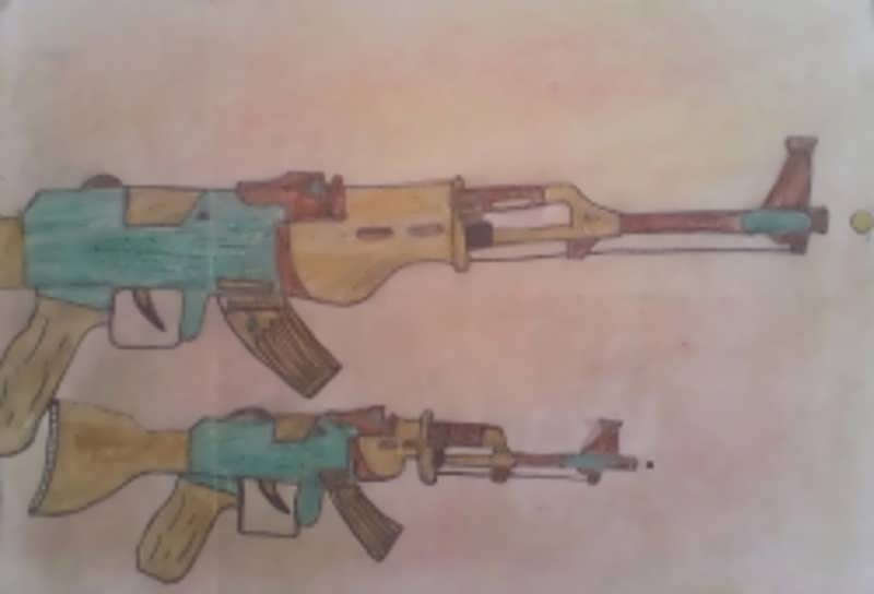 نقاشی کودکانه تفنگی