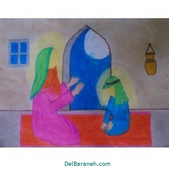 نقاشی کودکانه درباره ولادت حضرت زهرا
