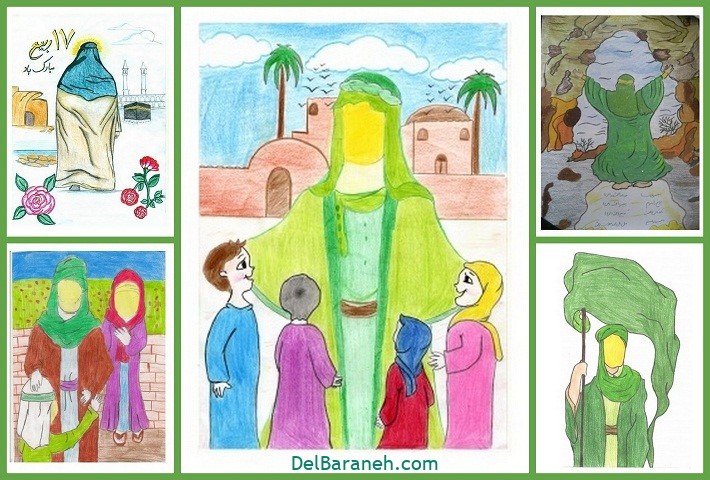 نقاشی کودکانه برای تولد حضرت محمد
