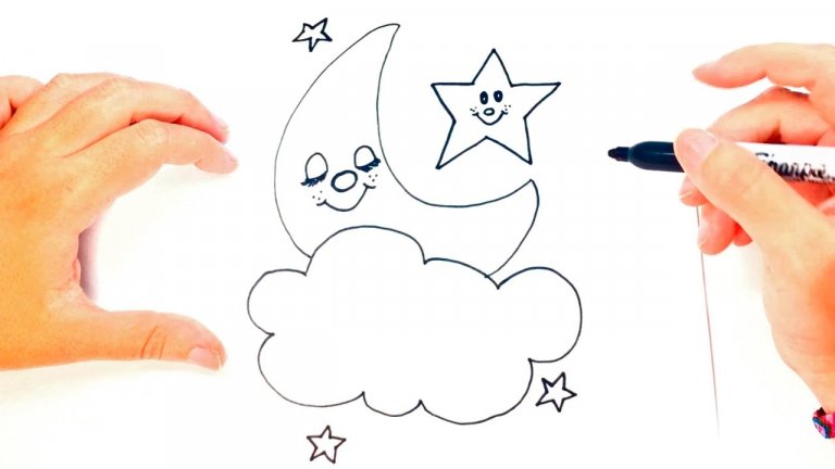 نقاشی کودکانه ستاره و ماه