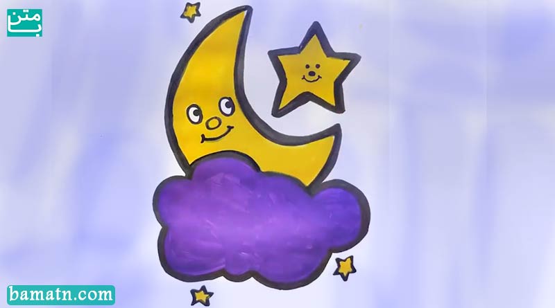 نقاشی ماه و ستاره برای رنگ امیزی