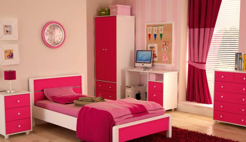 طراحی اتاق خواب دخترانه ساده
