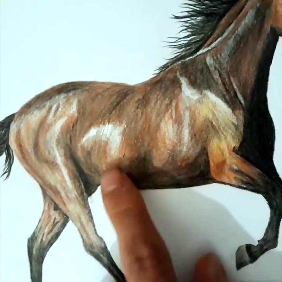 طرح نقاشی اسب با مداد رنگی
