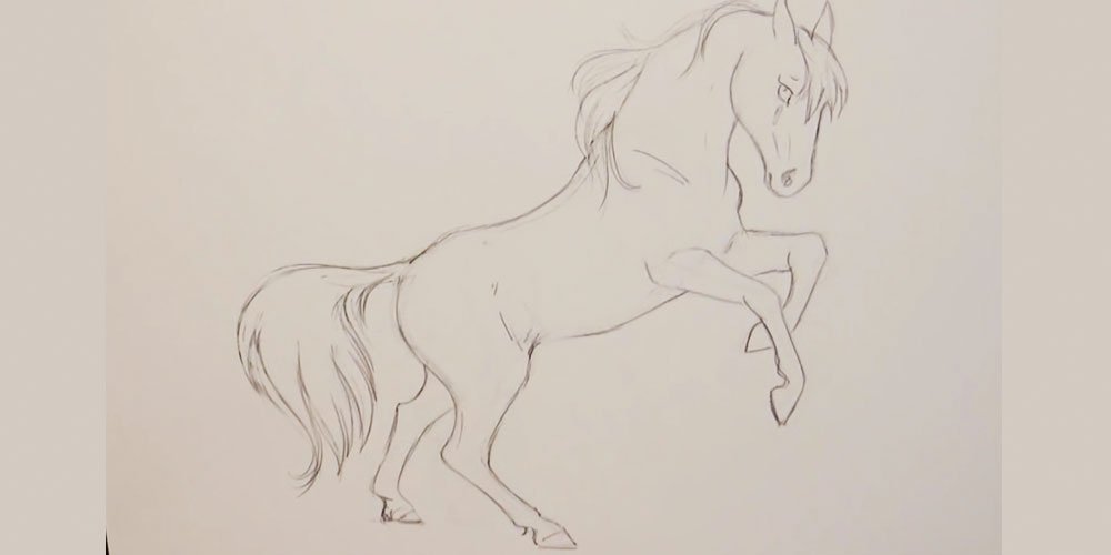 طراحی ساده اسب با مداد