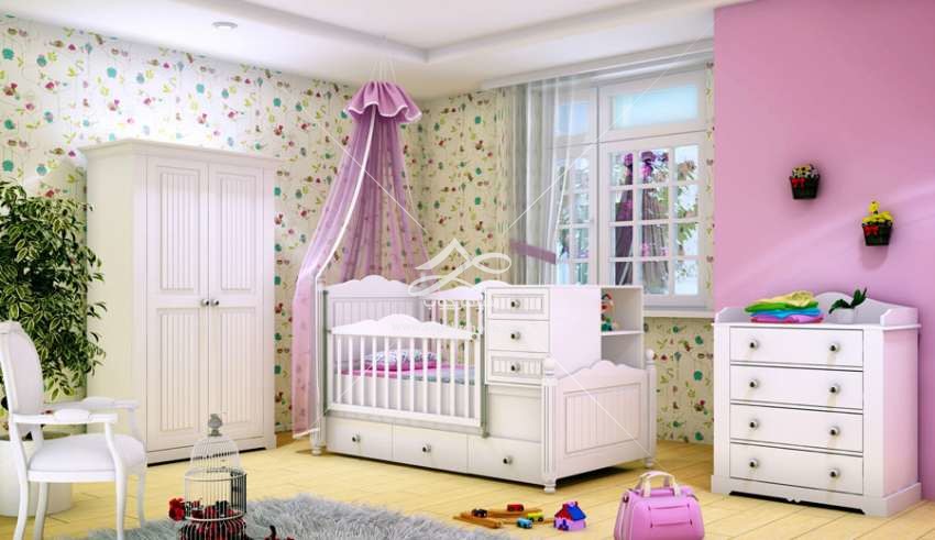 عکس دکوراسیون اتاق خواب نوزاد دختر
