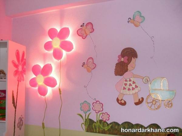 تزیین دیوار اتاق نوزاد دختر