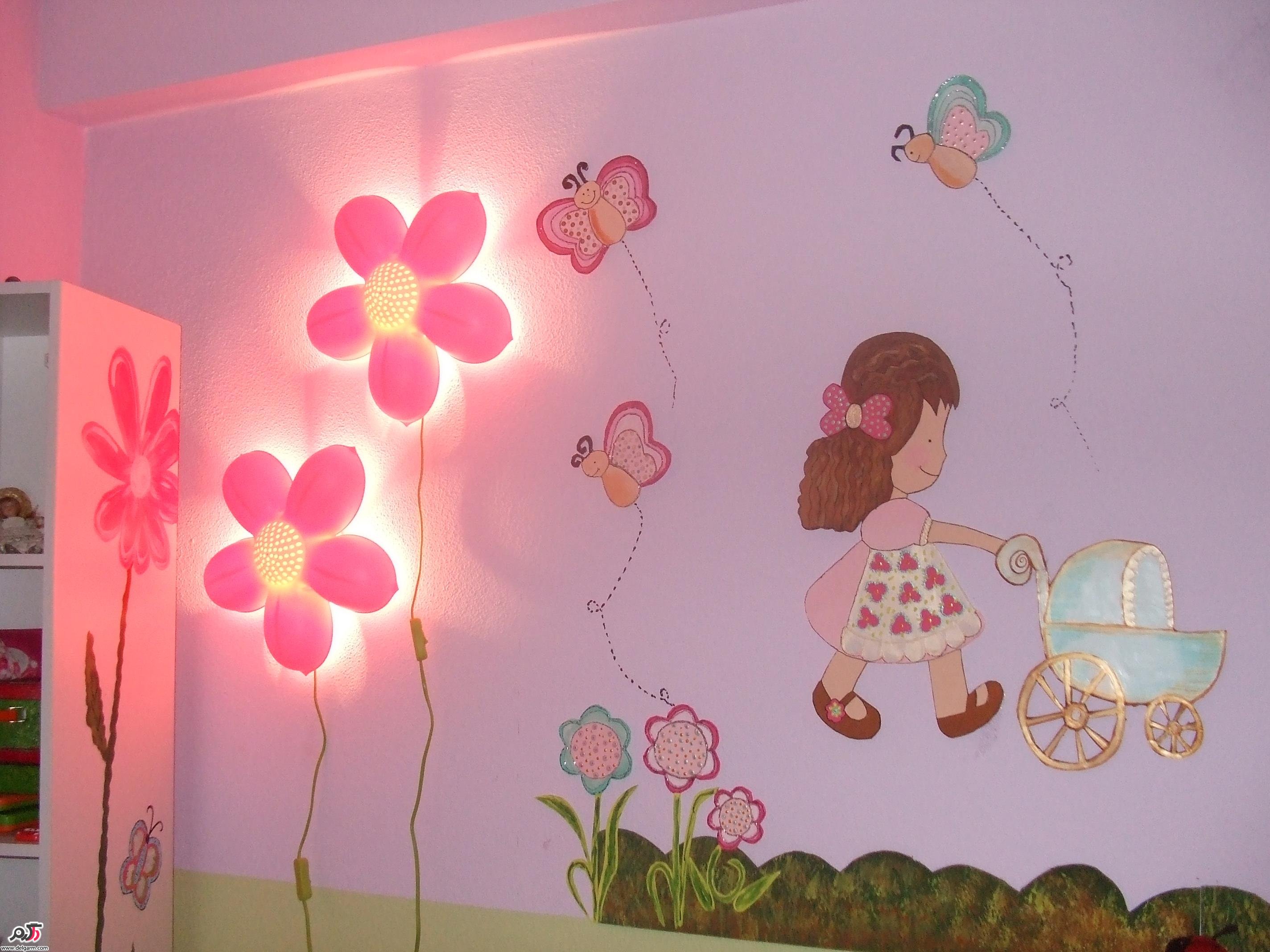 تزیین دیوار اتاق کودک دخترانه