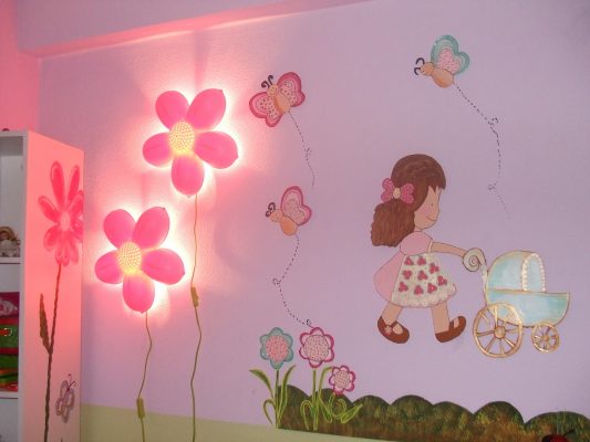 نقاشی دیوار اتاق کودک دختر
