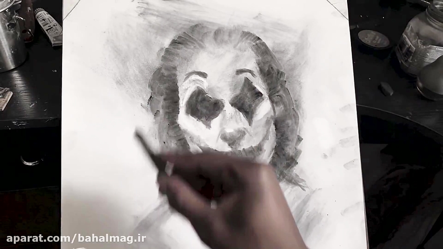 آموزش نقاشی جوکر با مداد سیاه