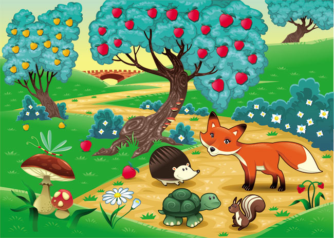 نقاشی جنگل حیوانات