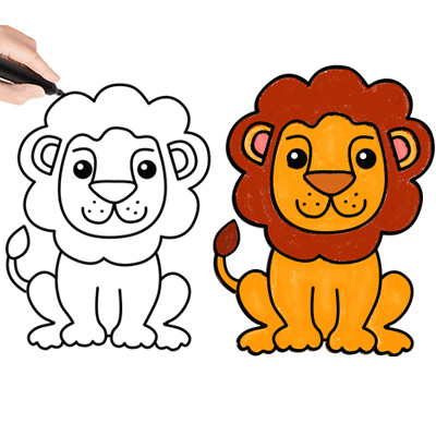 نقاشی شیر جنگل کودکانه
