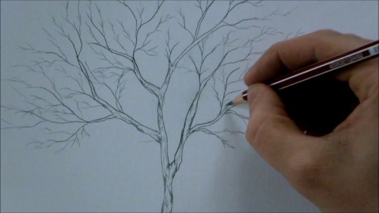 آموزش طراحی درخت با مداد رنگی