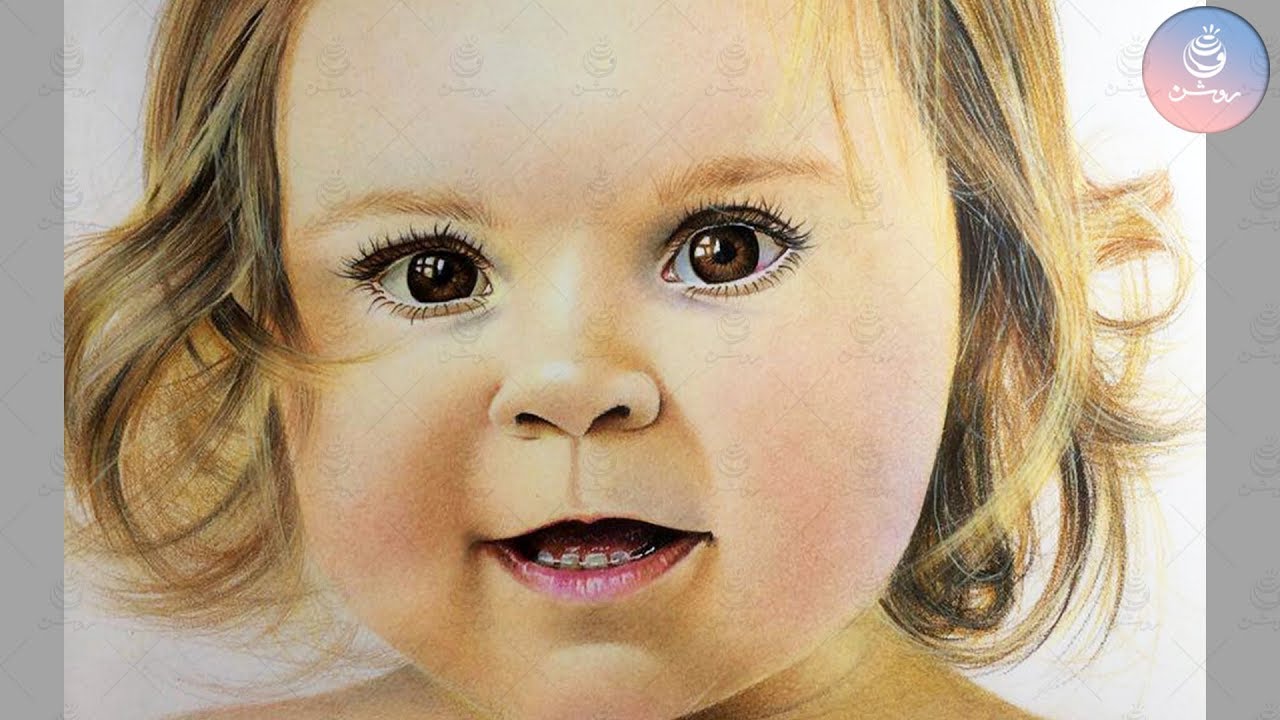 نقاشی چهره با مداد رنگی اینستاگرام