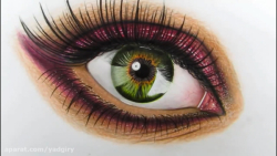 نقاشی چشم با مداد رنگی ساده