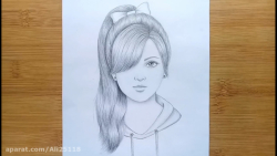 نقاشی طراحی چهره دختر با مداد ساده
