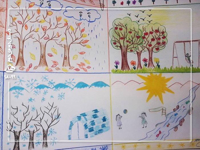 نقاشی چهار فصل سال برای کودکان