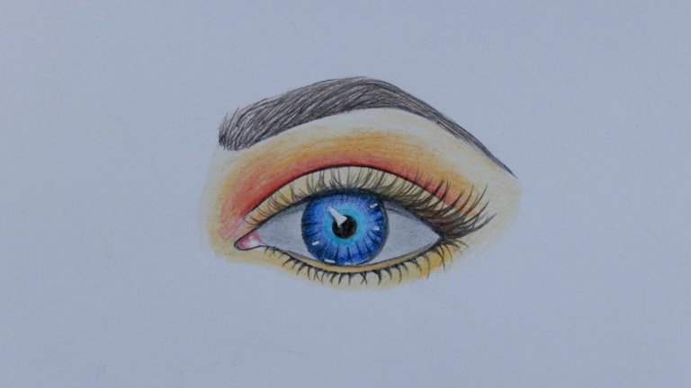 طراحی چشم با مداد رنگی ساده

