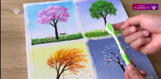 تصاویر نقاشی با مداد رنگی چهار فصل سال