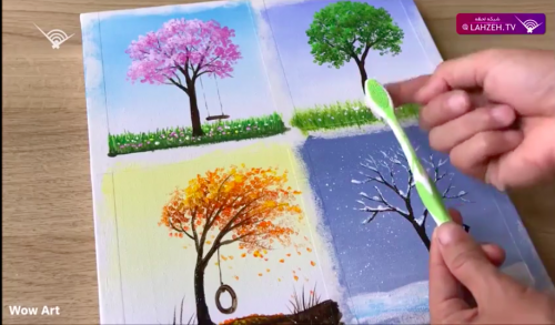 نقاشی درخت چهار فصل کودکانه