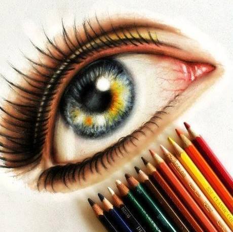 طراحی چشم با مداد رنگی ساده