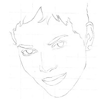 نقاشی چهره با مداد سیاه ساده