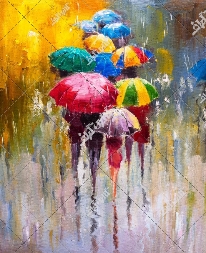 نقاشی چتر زیر باران