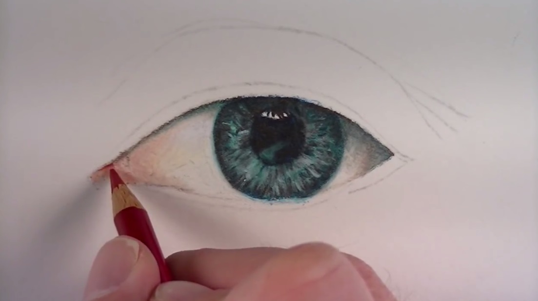 کشیدن نقاشی چشم با مداد رنگی
