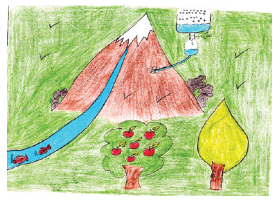 نقاشی چشمه و قنات کودکانه