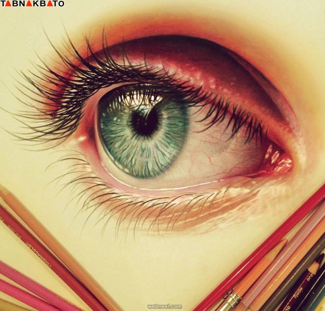 عکس طراحی چشم با مداد رنگی