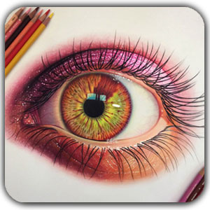 آموزش گام به گام طراحی چشم با مداد رنگی