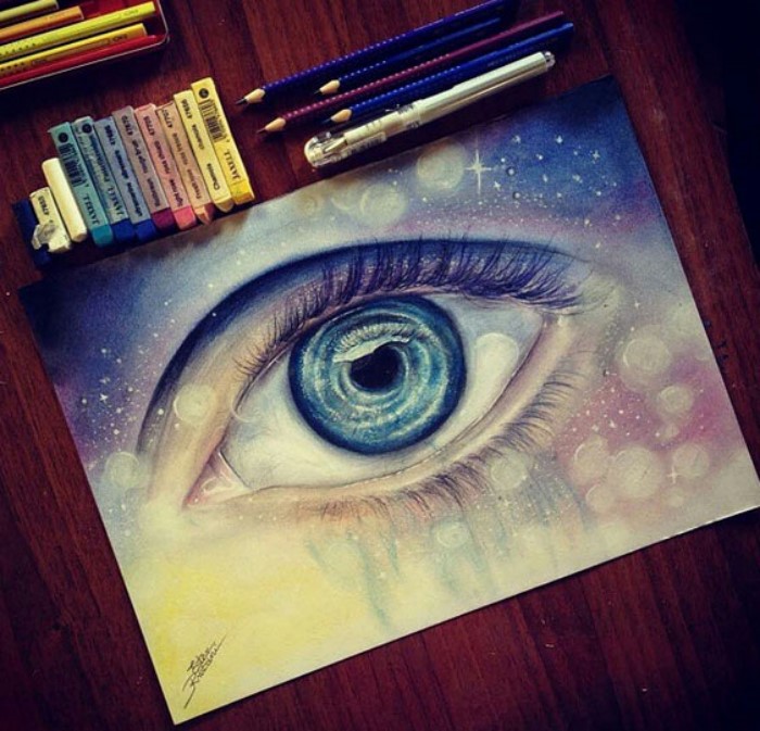 اموزش کشیدن نقاشی چشم با مداد رنگی