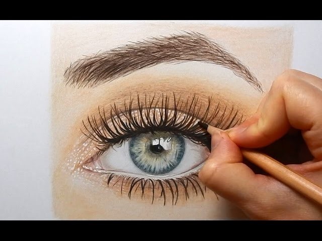 عکس طراحی چشم با مداد رنگی