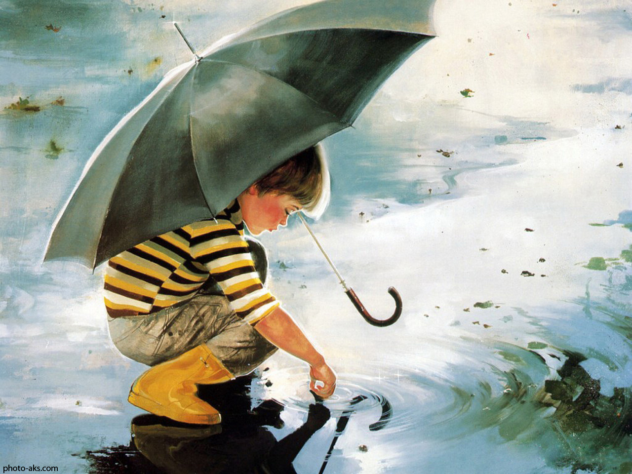 نقاشی چتر بارانی