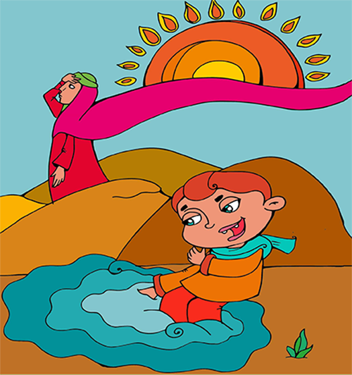 نقاشی کودکانه در مورد چشمه زمزم