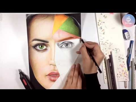 آموزش نقاشی چهره با مداد رنگی برای بزرگسالان