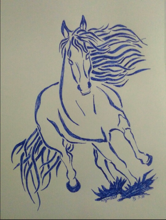نقاشی اسب با مداد مشکی ساده