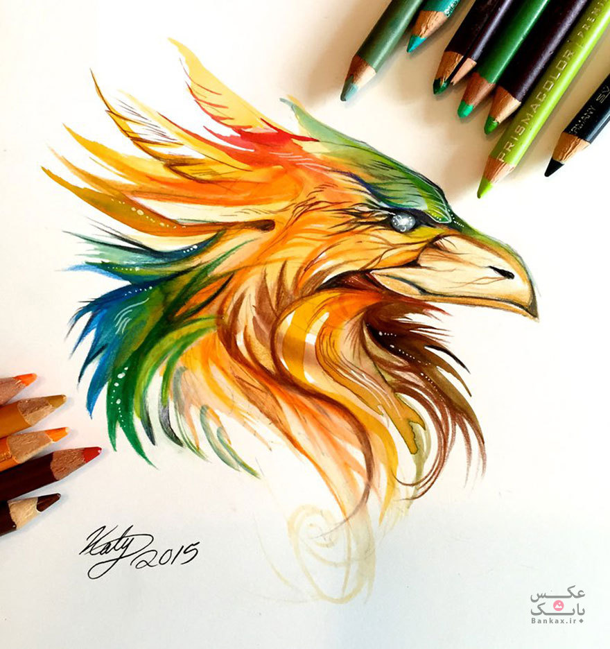 نقاشی با مداد رنگی از حیوانات