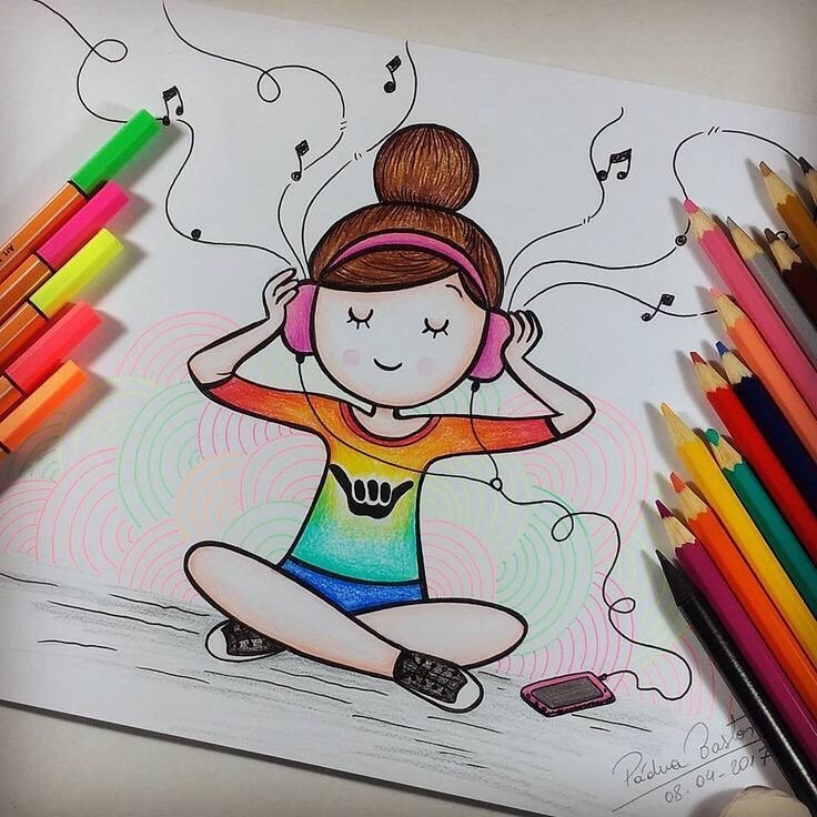 اموزش نقاشی دخترونه با مداد رنگی