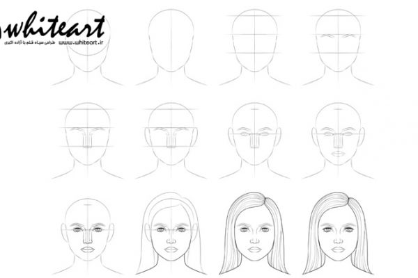 آموزش گام به گام طراحی چهره دختر با مداد سیاه