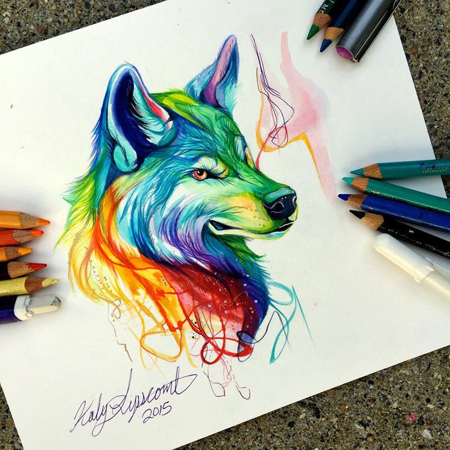 عکس طراحی حیوانات با مداد رنگی
