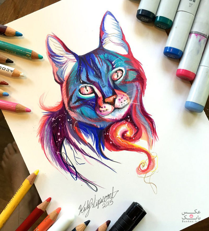 عکس نقاشی حیوانات با مداد رنگی