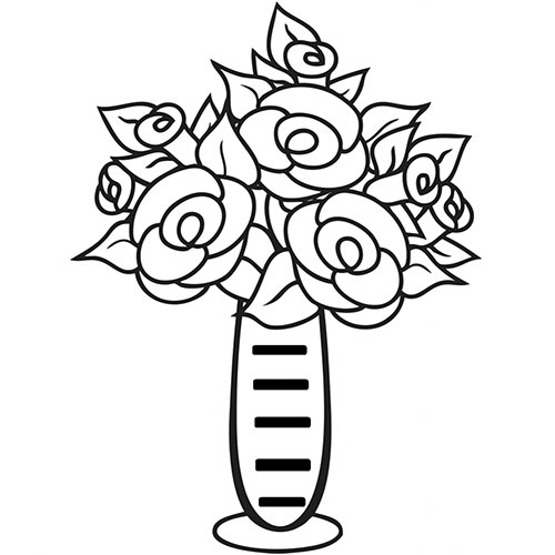 طراحی گلدان گل با مداد