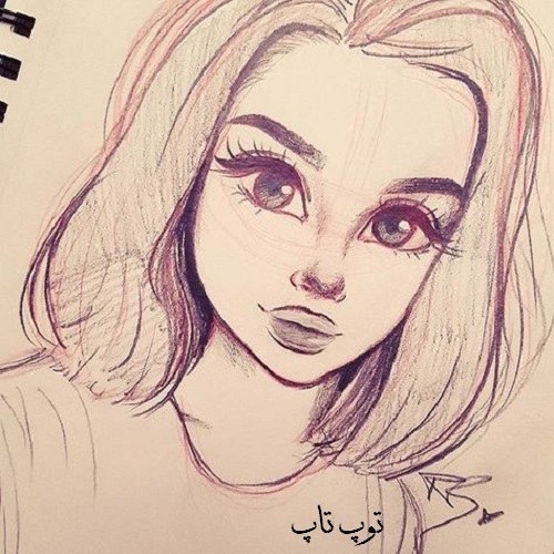 عکس نقاشی چهره دختر با مداد
