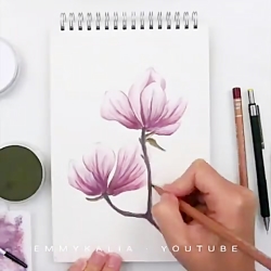 نقاشی زیبا گل با مداد رنگی