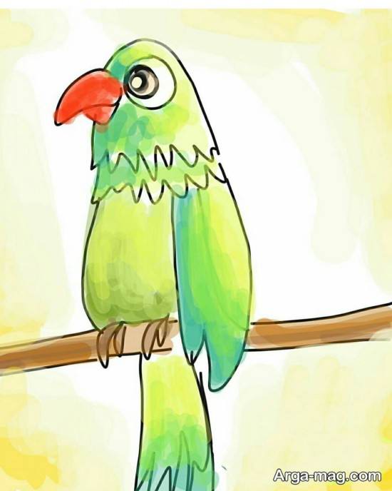 نقاشی کودکانه حیوانات با مداد رنگی

